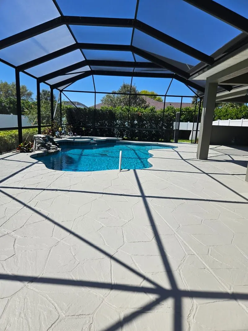 Pool deck and outdoor living surface coating